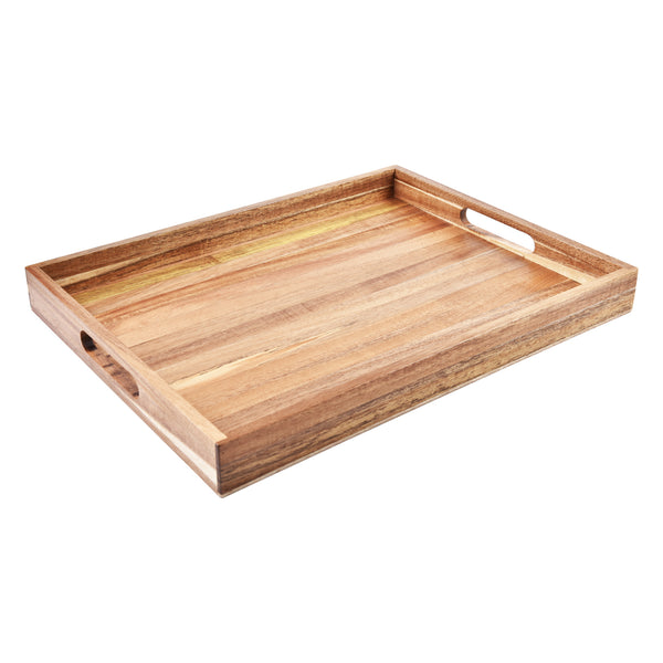 Acacia Wood Serving Tray with Handles (17 Inches)